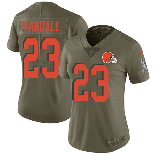 Nike Browns #23 Damarious Randall Olive Women's Stitched NFL Limited Salute to Service Jersey